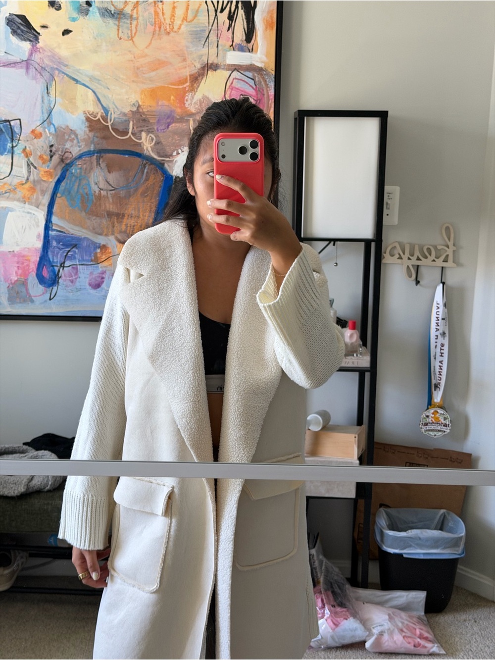 White Long Teddy Coat